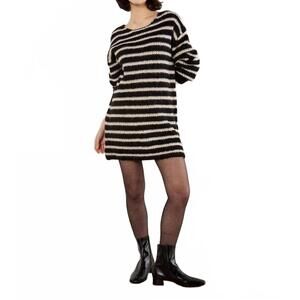 NEW APRICOT oversized stripe jumper mini dress in black/ beige